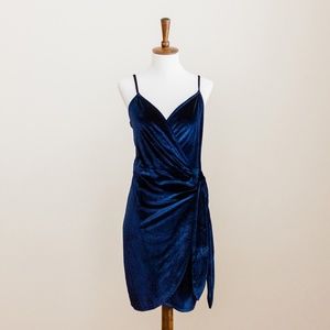 Navy velvet Parisian Petite wrap dress